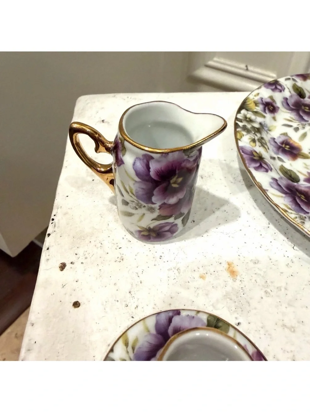 Formalities by Baum Bros Pansy Tea Set with Gold Accents 10 piece Set